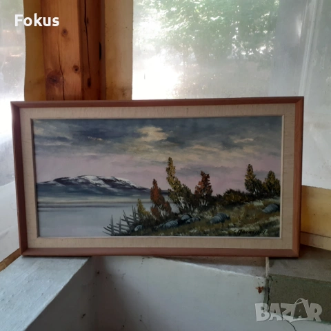 Страхотна майсторска картина масло на платно подпис рамка