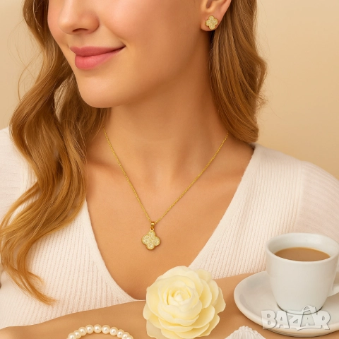 Елегантен комплект колие с обеци / устойчив метал, снимка 8 - Бижутерийни комплекти - 51926874