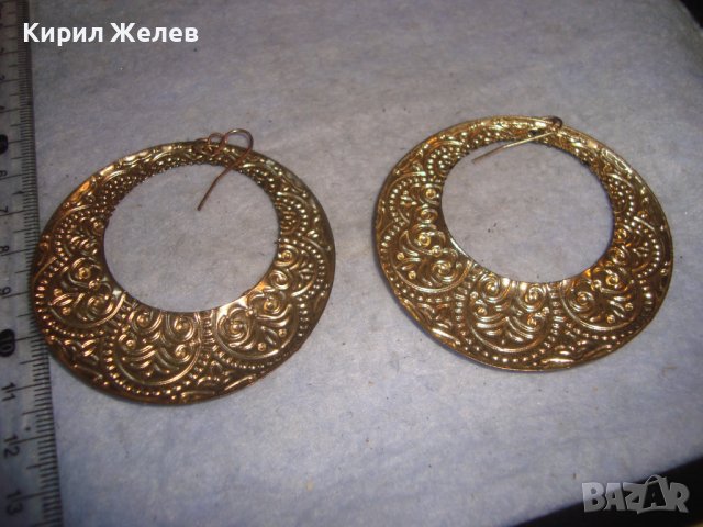 ЗЛАТИСТИ КРАСИВО ФЛОРАЛНО ОРНАМЕНТИРАНИ СТАРИ ОБЕЦИ 24755, снимка 3 - Обеци - 36614963