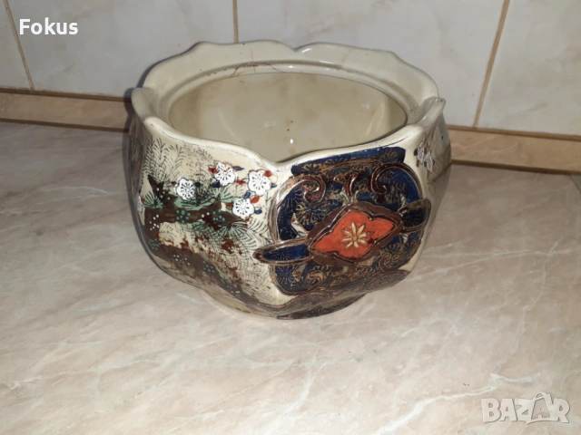 Уникална стара купа Сатцума satsuma порцелан маркировка, снимка 2 - Антикварни и старинни предмети - 53348304