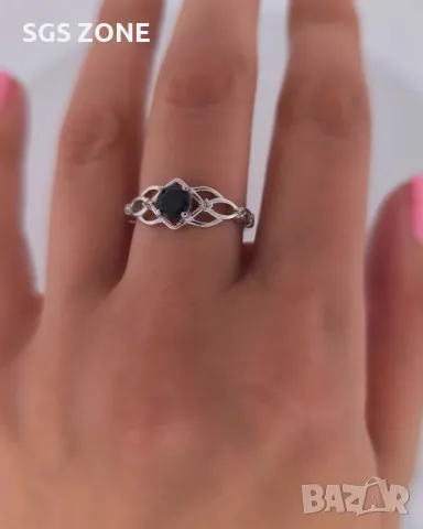 Пръстен със Сапфир, Рубин, Изумруд с Прозрачен Топаз, снимка 4 - Пръстени - 50254409