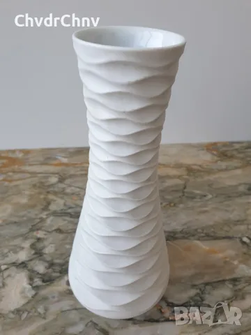 Edelstein 24см/Еделщайн Бавария стара немска порцеланова ваза/бяла-модернизъм-бисквит, снимка 2 - Вази - 48890828