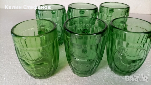 Ретро чаши от едно времешните сладкарници за най-малката боза с инкрустация еленче, 6 бр