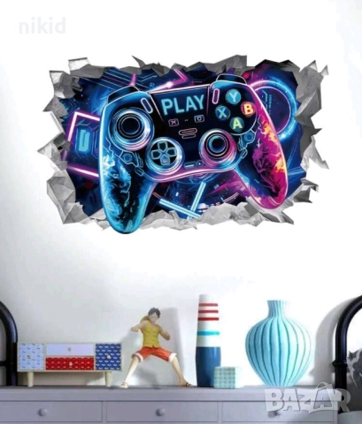 3d Джойстик конзола контролер плейстейшън стикер лепенка за стена мебел детска стая, снимка 4 - Други - 51529424