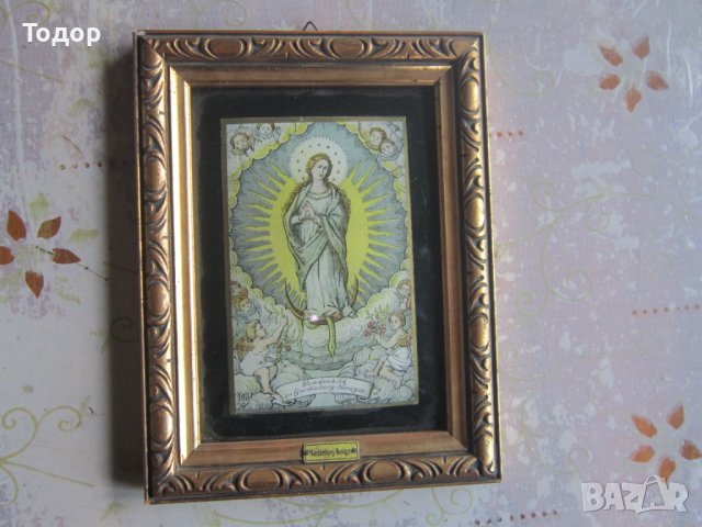 Стара картина икона Дева Мария Невигес 19 век, снимка 5 - Картини - 37669466