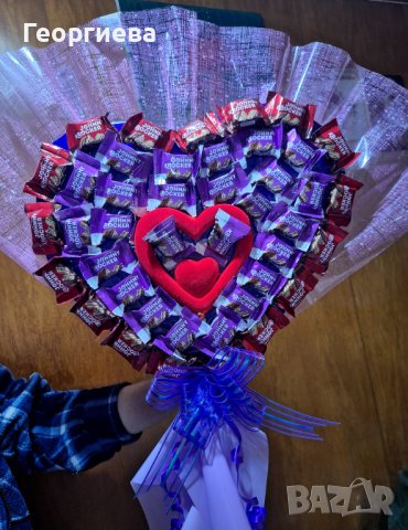 ЗАПОВЯДАЙТЕ‼️Голям,шоколадов, ръчно изработен букет- сърце "MY LOVE"💝