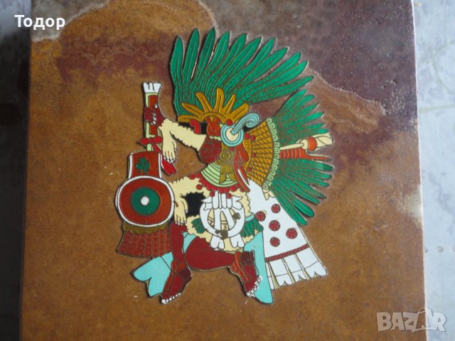 Мексиканска картина пластика бог на ацтеките сертификат, снимка 4 - Картини - 42991279