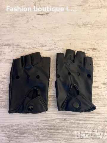 Черни дамски кожени ръкавици с изрязани пръсти 🖤, снимка 3 - Ръкавици - 47854169