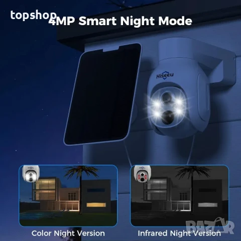 НОВА, НЕРАЗОПАКОВАНА, соларна система за видеонаблюдение Hiseeu 10 канална +1TB HDD 4MP, нощно.,., снимка 5 - Комплекти за видеонаблюдение - 50556226