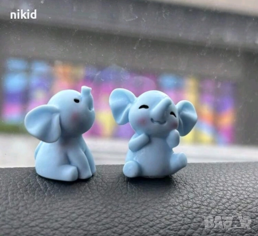 4 бр слончета син слон пластмасови малки фигурки фигурка за украса декорация, снимка 3 - Фигурки - 51435993