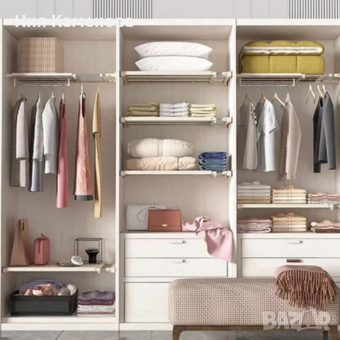 Разтегателен телескопичен рафт без пробиване 50–80 см – универсално решение за кухня,баня и гардероб, снимка 5 - Други стоки за дома - 52933950