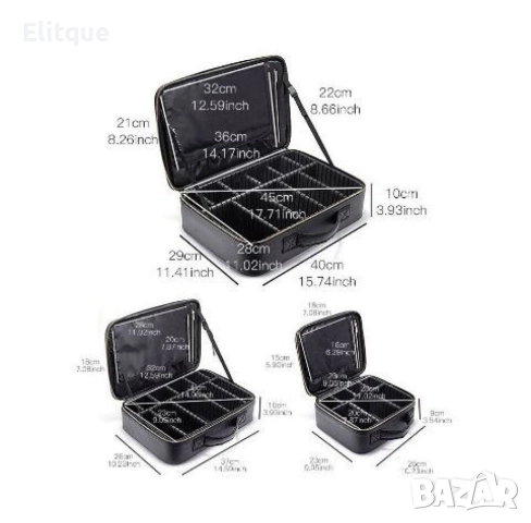 Професионален куфар с три отделения за козметика, снимка 4 - Куфари - 52787605