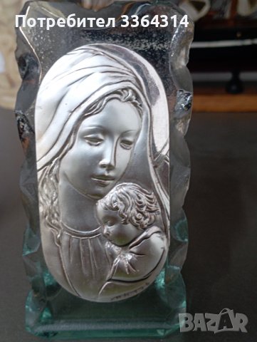 Икона стъкло и метал , снимка 1 - Антикварни и старинни предмети - 37451263