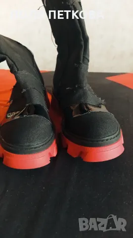 Боти черни с червена подметка, снимка 6 - Дамски ботуши - 48095561