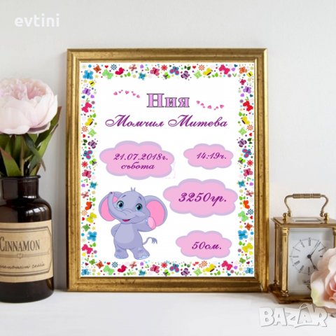 Детска /бебешка/ визитка с данни на детенцето и дизайн по Ваш избор, снимка 10 - Други - 28623694