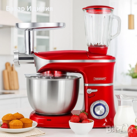 Кухненски робот 3 в 1 Royalty Line RL-PKM1900.7BG - 1900W, 6.5L купа, 1.5L блендер, снимка 3 - Блендери - 51760127