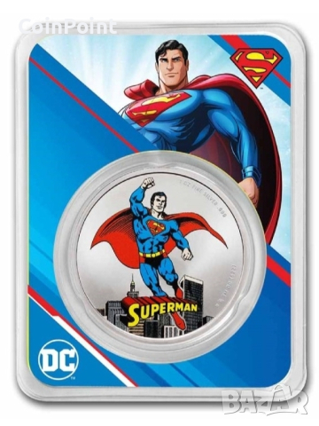 Самоа: DC Comics – плоча за монети от 1 унция сребро 2023 в цвят Супермен