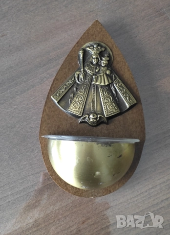 Съд за светена вода* Месинг и дърво* Църковна утвар, снимка 6 - Антикварни и старинни предмети - 51880829