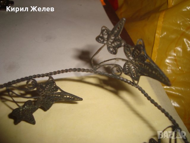 СТАРИНЕН ФИЛИГРАНЕН СРЕБЪРЕН ВЕНЕЦ ДИАДЕМА ВИСОКА ПРОБА СРЕБРО ЮВЕЛИРНА РАБОТА УНИКАТ КОРОНА 23493, снимка 10 - Антикварни и старинни предмети - 33213715