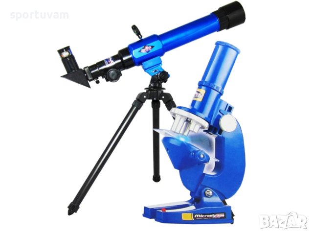 Микроскоп с подсветка и Телескоп с триножник и компас и аксесоари комплект