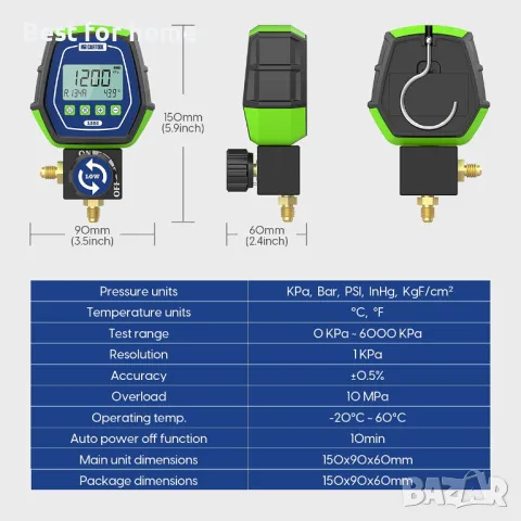 Дигитален манометър за климатик Mrcartool L202, снимка 6 - Други инструменти - 49649024