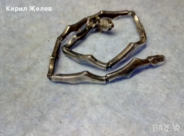 СТАРА СРЕБЪРНА ГРИВНА ПАТИНИРАНО СРЕБРО 925 РЪЧНА ВИНТИДЖ АРТ ИЗРАБОТКА 44370, снимка 5 - Гривни - 49757294