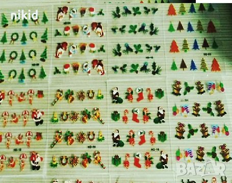 12 бр лист самозалепващи лепенки ваденки за нокти коледни мотиви трансферни слайдери, снимка 2 - Продукти за маникюр - 43135764