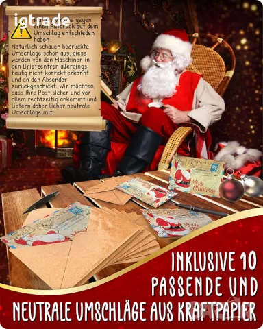 10бр Комплект от 10 винтидж коледни картички формат A5 Коледни картички + 10 кафяви крафт плика , снимка 4 - Други - 48000824