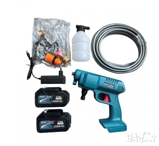 Водоструйка Kraft Royal, акумулаторна, зелена, 36VDC, 8Ah, 30bar, к-т, снимка 4 - Парочистачки и Водоструйки - 50650915