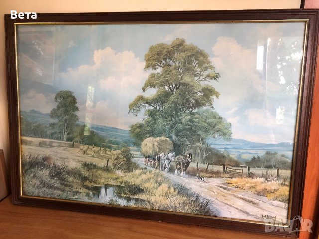 Голяма Картина в дървена рамка със стъкло, снимка 3 - Картини - 38309299