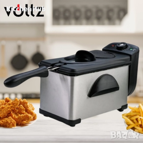Фритюрник Voltz OV51980H, 2000W, 2л.. демонтиращ се съд, капак и бр. 1 филтър, инокс