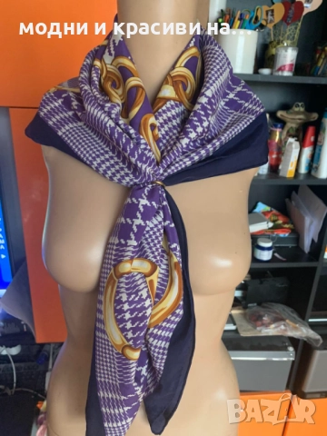 Копринен шал в лилава гама, снимка 3 - Шалове - 52198445