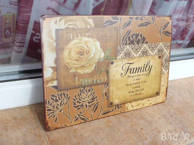 Метална табела надпис послание За семейството дома любовта, снимка 2 - Декорация за дома - 44864571