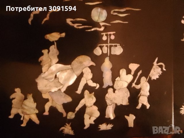  Стара Ръчно изработена кутия за бижута с инкрустиран седеф,  дължина: 32см. ширина: 18см. височина:, снимка 3 - Антикварни и старинни предмети - 43256694