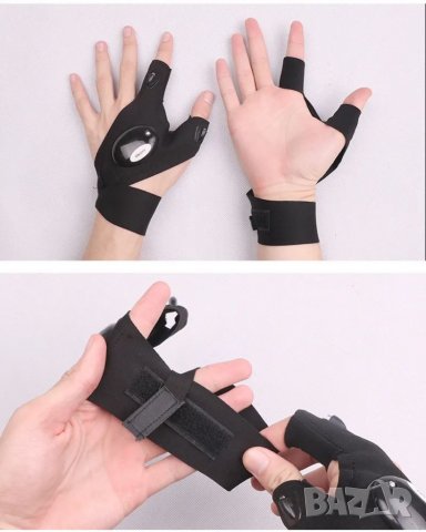 LED светещи ръкавици , универсален размер за рибари , ловджии , палатка, снимка 3 - Къмпинг осветление - 39921092