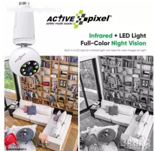 Wi-Fi панорамна камера Automat, Панорамна лампа, 3MP, Нощно виждане, 128GB, снимка 3 - IP камери - 50071706