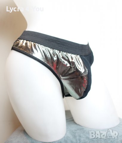 S/M/L размер атрактивен мъжки черен слип със сребриста предна половина