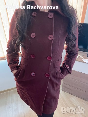 Палто цвят бордо, Radeks, размер М, снимка 5 - Палта, манта - 38896073