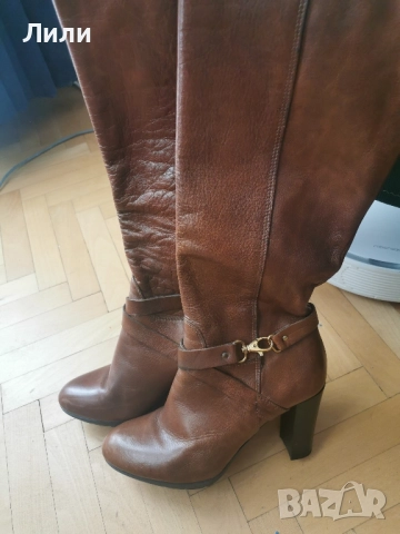 Кожени кафяви ботуши 38 номер, снимка 2 - Дамски ботуши - 52077197