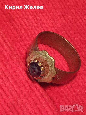 КРАЛСТВО ЮГОСЛАВИЯ МЕСИНГОВ ПРЪСТЕН от ДИНАР с КАМЪК ГРАНАТ РЪЧНА СТАРИННА МАЙСТОРСКА РАБОТА 19637, снимка 4 - Антикварни и старинни предмети - 36378121