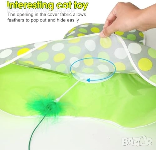 Нова забавна Автоматична котешка игра с пера, 3 скорости, тиха работа, снимка 3 - За котки - 51596260