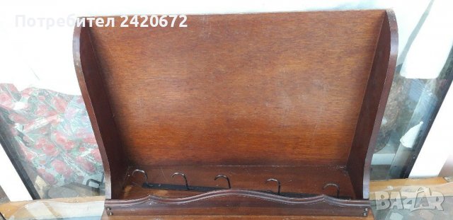 Стар  дървен рафт-закачалка, снимка 5 - Други - 37213035