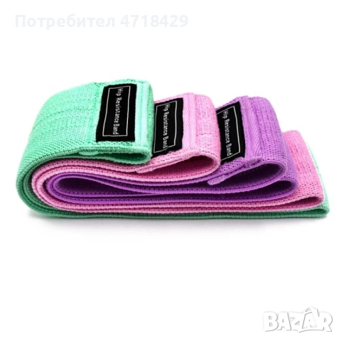 Текстилни тренировъчни ластици за фитнес,йога, пилатес комплект 3 броя ластици, всеки с различна здр, снимка 3 - Фитнес уреди - 53280624