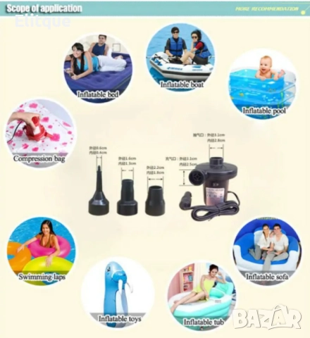 Електрическа помпа за надуване и изпускане на басейни HT-196A, снимка 7 - Друга електроника - 52888403