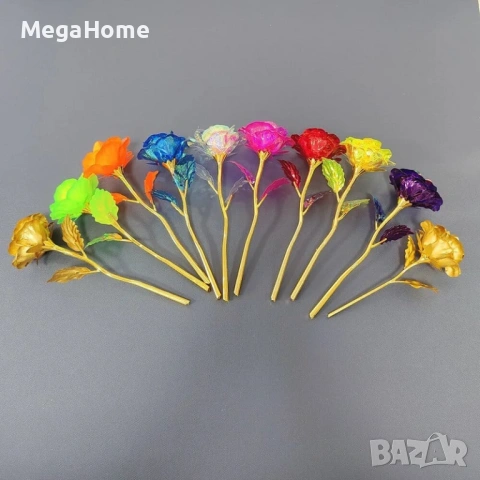 Декоративна цветна роза „Best Wishes“ със златно стъбло, Различни цветове, снимка 6 - Декорация за дома - 53092610