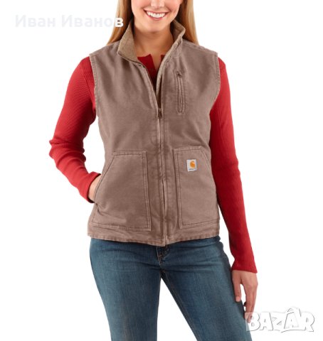 Carhartt дамско елече/ платнена жилетка с подплата от шерпи ,размер м, снимка 3 - Жилетки - 43275758