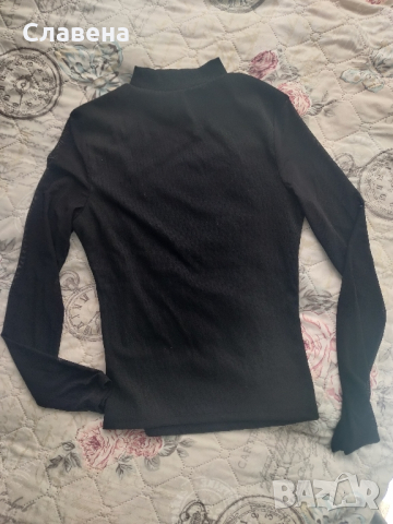 Дамска черна блуза, снимка 6 - Блузи с дълъг ръкав и пуловери - 44875156