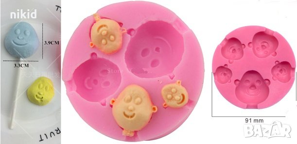 Бебешка глава лице лица силиконов молд близалки форма за украса декор торта фондан шоколад и др.