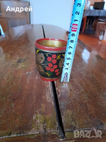 Стара Руска дървена чаша,хохлома #10, снимка 3 - Други ценни предмети - 52893143