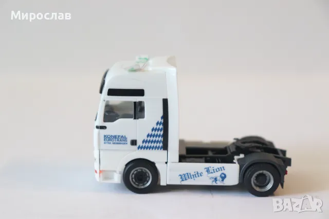 HERPA 1:87 H0 MAN TGA ВЛЕКАЧ КАМИОН TIR МОДЕЛ, снимка 3 - Колекции - 50024077
